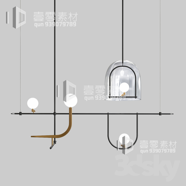 3DSKY MODELS – CEILING LIGHT – No.014 - thumbnail 1