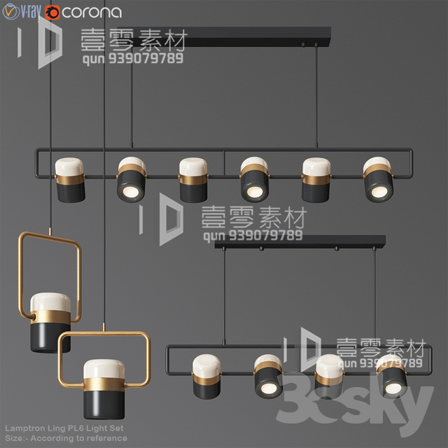 3DSKY MODELS – CEILING LIGHT – No.105 - thumbnail 1