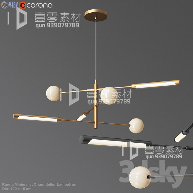 3DSKY MODELS – CEILING LIGHT – No.124 - thumbnail 1