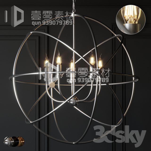 3DSKY MODELS – CEILING LIGHT – No.160 - thumbnail 1