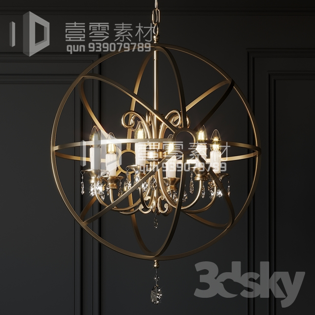 3DSKY MODELS – CEILING LIGHT – No.163 - thumbnail 1