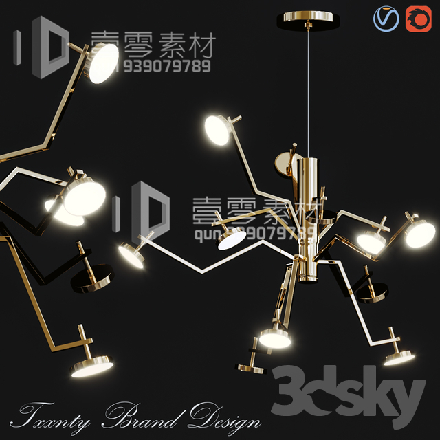 3DSKY MODELS – CEILING LIGHT – No.222 - thumbnail 1