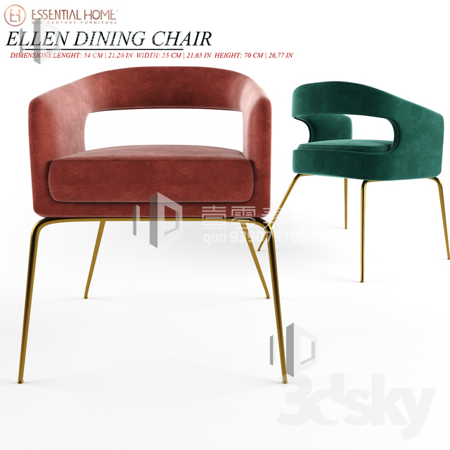 3DSKY MODELS – CHAIR & ARMCHAIR – VOL.05 – No.009 - thumbnail 1