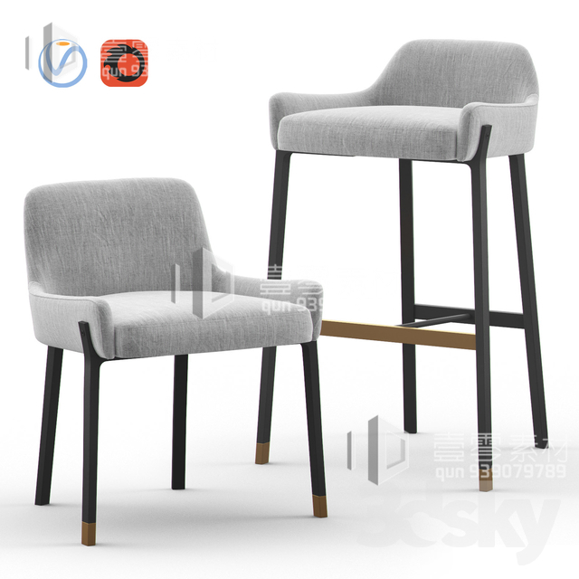 3DSKY MODELS – CHAIR & ARMCHAIR – VOL.05 – No.019 - thumbnail 1