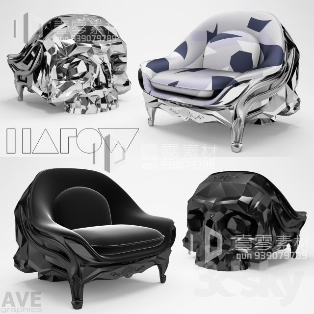 3DSKY MODELS – CHAIR & ARMCHAIR – VOL.05 – No.032 - thumbnail 1