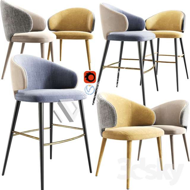 3DSKY MODELS – CHAIR & ARMCHAIR – VOL.07 – No.024 - thumbnail 1