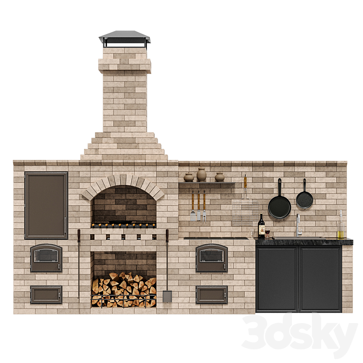 Barbecue BIG R 78 radius 3DS Max - thumbnail 2