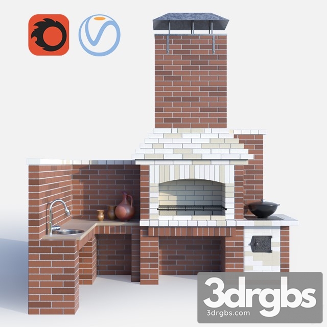 Barbecue Outdoor Brick 3dsmax Download - thumbnail 1