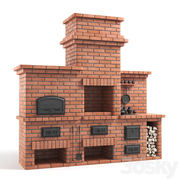 BBQ brick oven 3DS Max - thumbnail 1