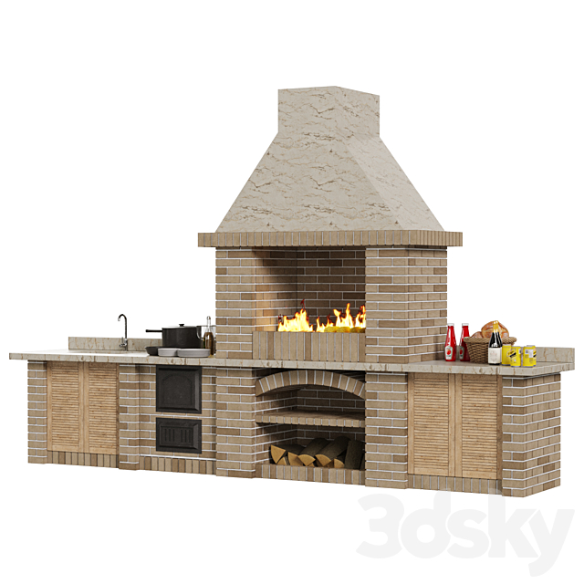 Brick BBQ 3DS Max Model - thumbnail 2