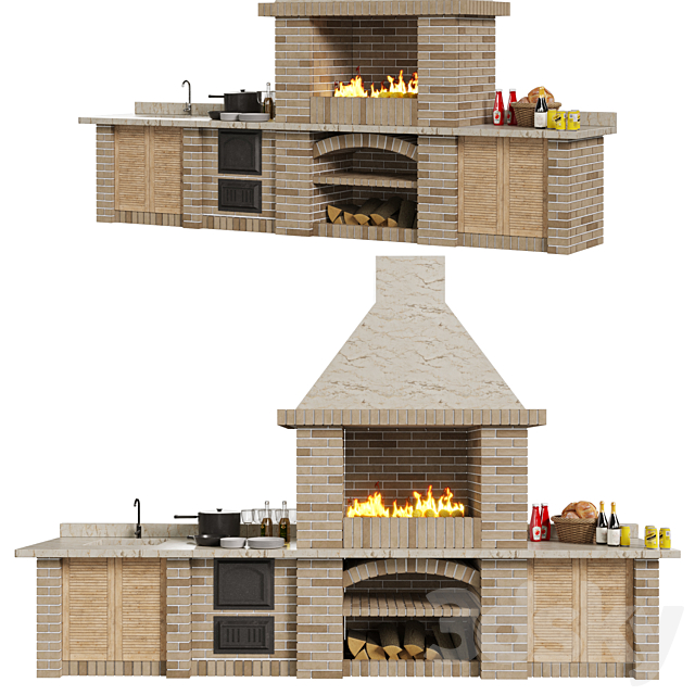 Brick BBQ 3DS Max Model - thumbnail 3