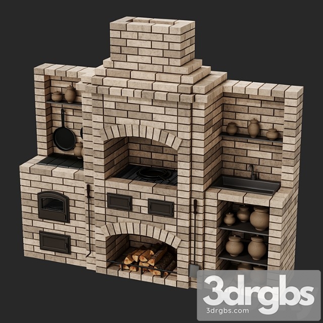 Brick oven barbecue 3 3dsmax Download - thumbnail 1