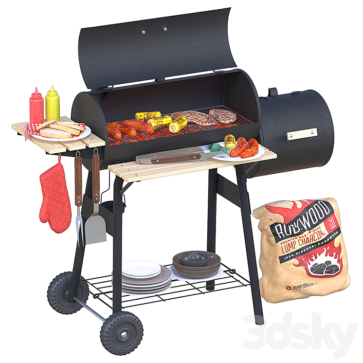 Charcoal grill BBQ 3DS Max - thumbnail 1