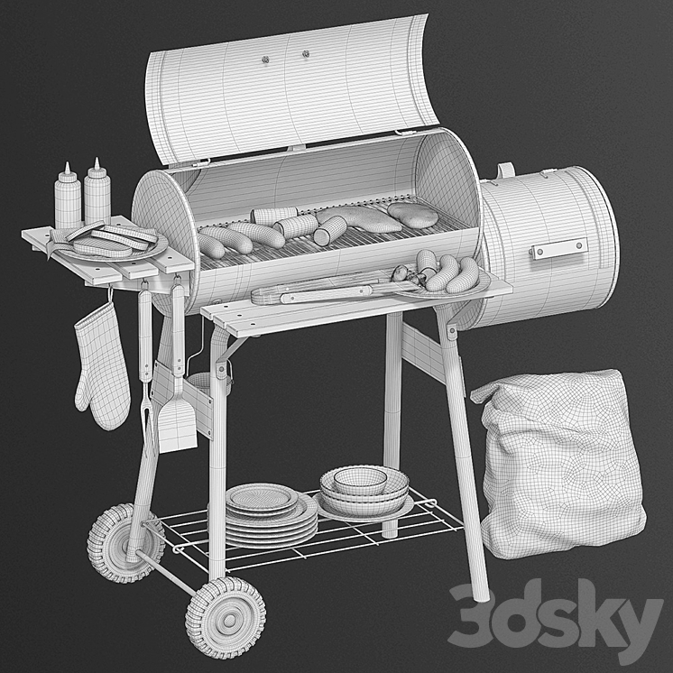 Charcoal grill BBQ 3DS Max - thumbnail 2