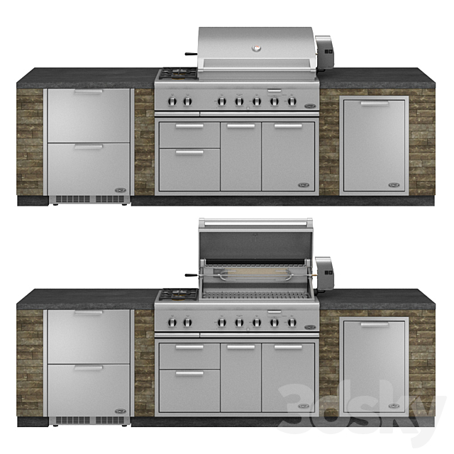 DCS gas grill with Integrated Side Burners 3ds Max - thumbnail 1