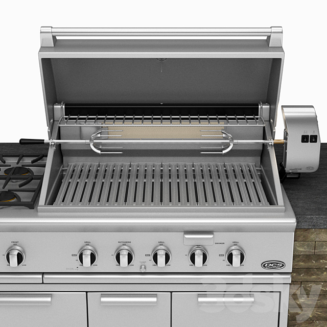 DCS gas grill with Integrated Side Burners 3ds Max - thumbnail 3