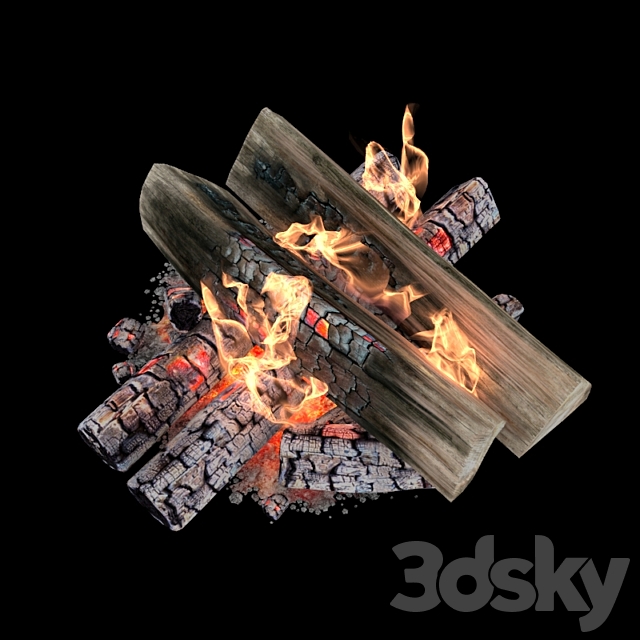 Fire and firewood with animation 3DSMax File - thumbnail 1