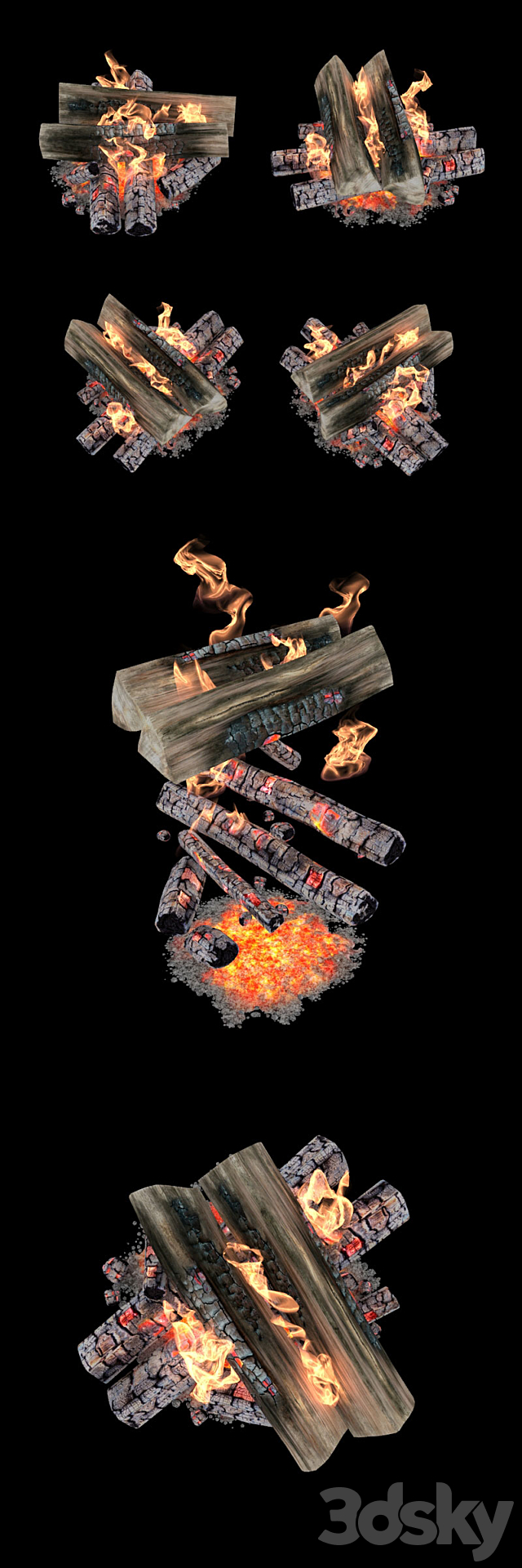 Fire and firewood with animation 3DSMax File - thumbnail 2