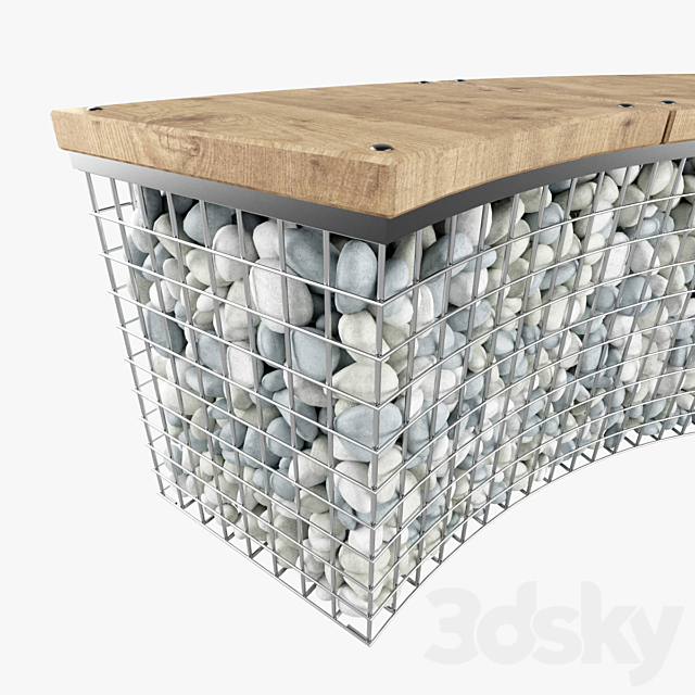 Gabion fireplace benches 3DS Max Model - thumbnail 4