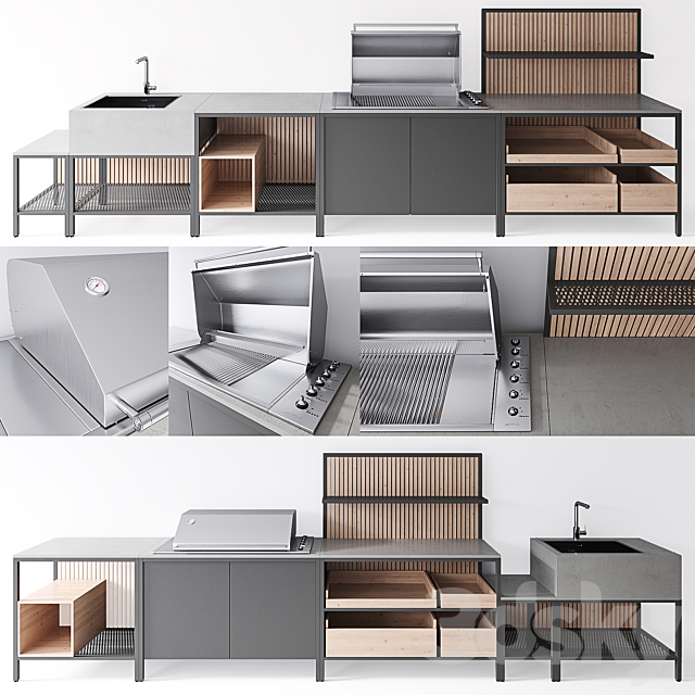 Kaufmann GrillKitchen Block Outdoor Kitchen 3DSMax File - thumbnail 1