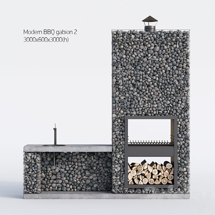 Modern barbecue from Gabion 2 3DS Max - thumbnail 1