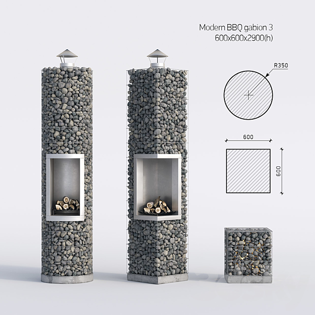 Modern barbecue from gabion 3 3DSMax File - thumbnail 1