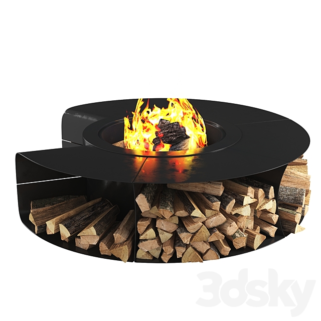 Outdoor fire pit omega 3DS Max Model - thumbnail 2