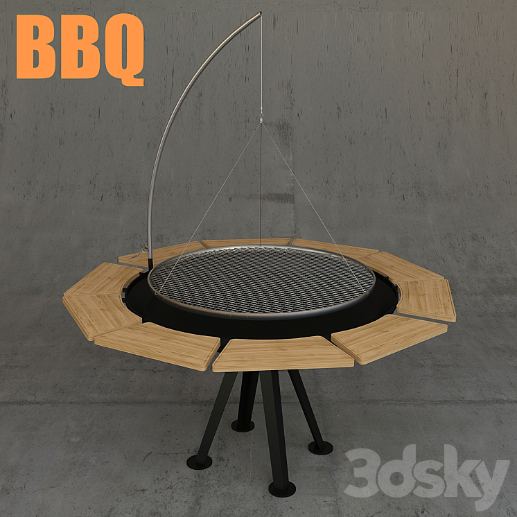 Round barbecue 3DS Max - thumbnail 1