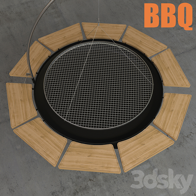 Round barbecue 3DS Max - thumbnail 2