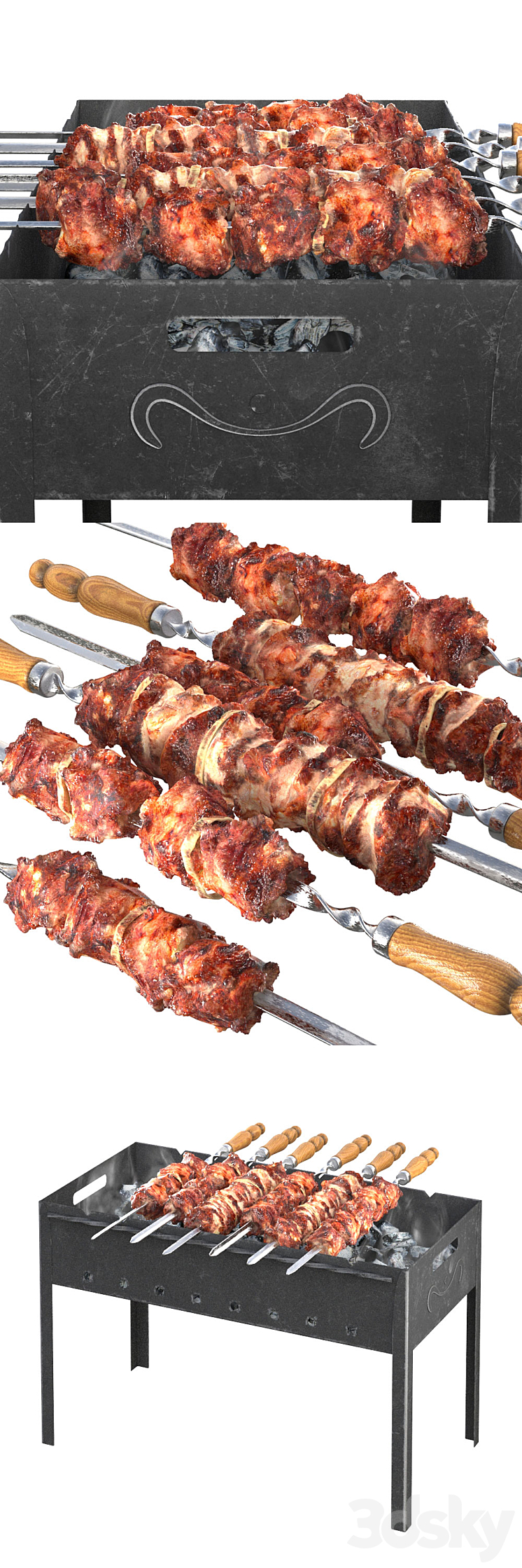 Shish kebab on the grill 3DS Max - thumbnail 2