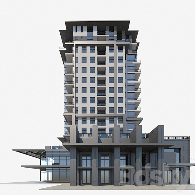 Apartment building 3DS Max Model - thumbnail 2