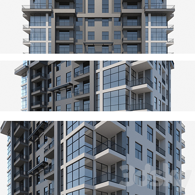 Apartment building 3DS Max Model - thumbnail 4