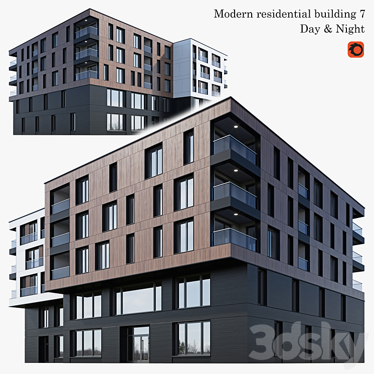 apartment building 7 3DS Max - thumbnail 1