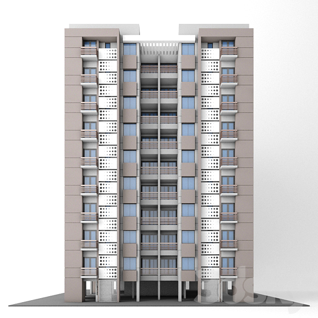 appartment highrise indian 3DS Max Model - thumbnail 2