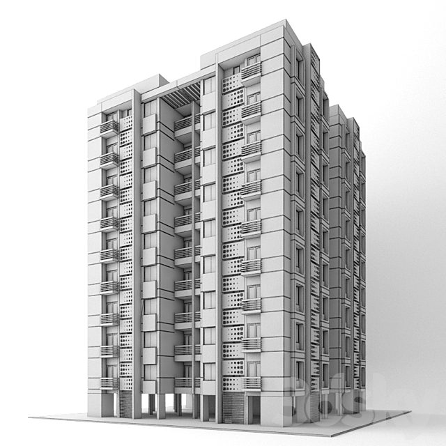 appartment highrise indian 3DS Max Model - thumbnail 3