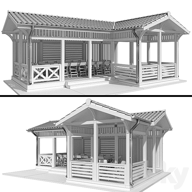 Arbor in a modern style 3DS Max Model - thumbnail 3