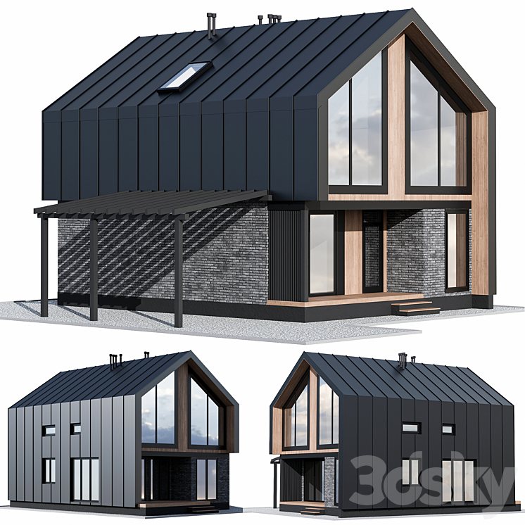 Barnhouse with carport 3DS Max - thumbnail 1