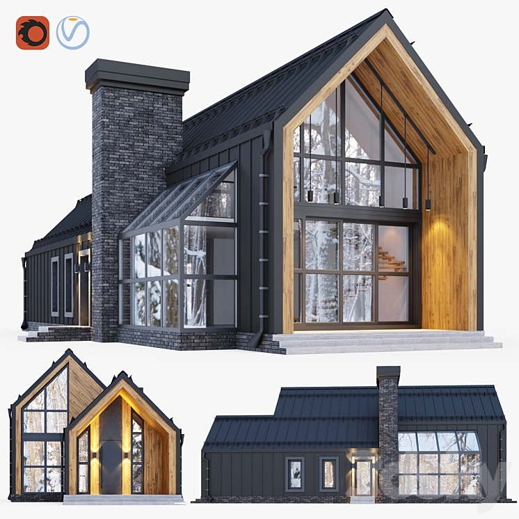 Barnhouse with stained glass windows 3DS Max Model - thumbnail 1