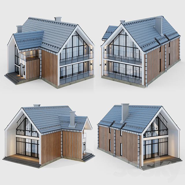 Barnhouse with terraces and balconies 3DS Max Model - thumbnail 4