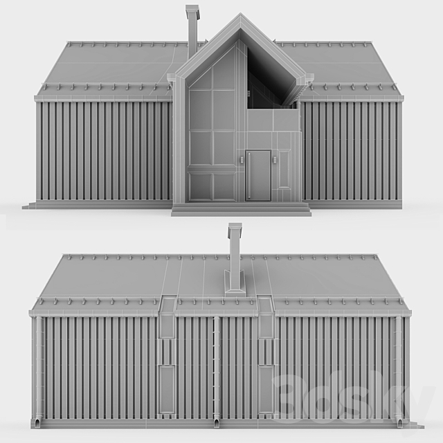 Barnhouse with terraces and balconies 3DS Max Model - thumbnail 6