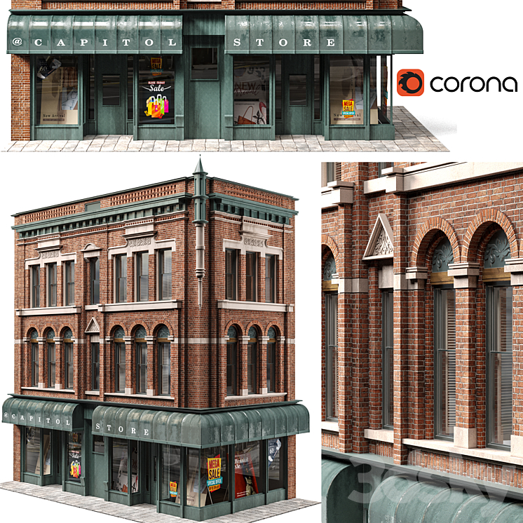 brick building 3DS Max - thumbnail 1