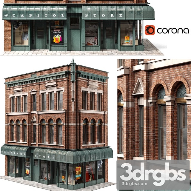 Brick Building 3dsmax Download - thumbnail 1