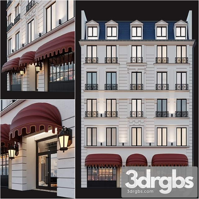 Building Classic Hotel Facade 3dsmax Download - thumbnail 1