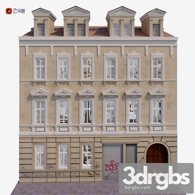 Building Facade For Background 12 3dsmax Download - thumbnail 1