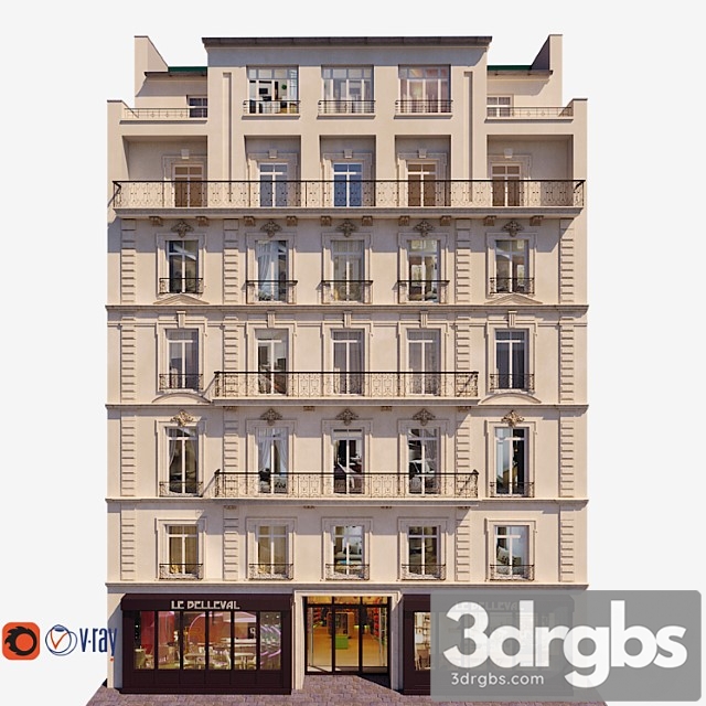 Building Facade For Background 7 3dsmax Download - thumbnail 1