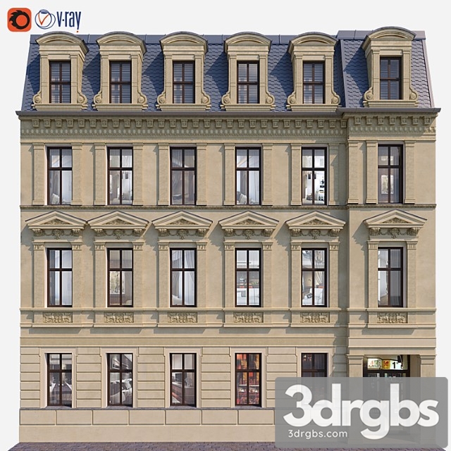 Building Facade For Background 8 3dsmax Download - thumbnail 1