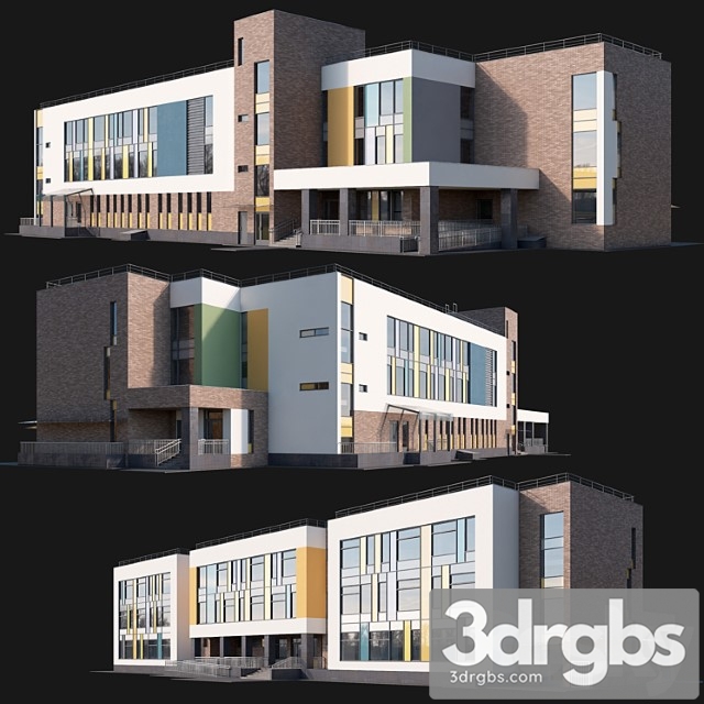 Building Modern Kindergarten 3dsmax Download - thumbnail 1