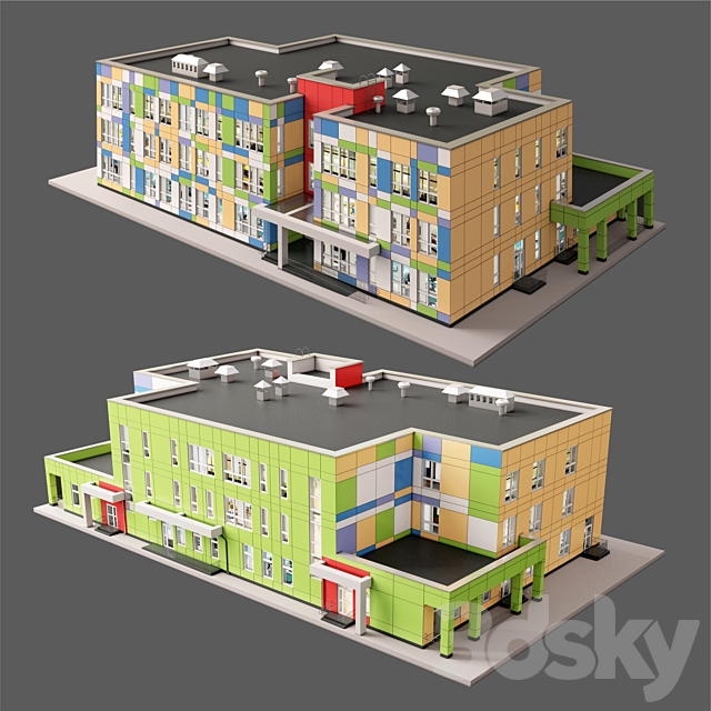 Building of pre-school educational institution 3DSMax File - thumbnail 1