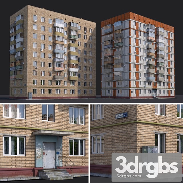 Building Residential Houses Moscow Azov Street 21 And Chongarsky Boulevard 30 3dsmax Download - thumbnail 1