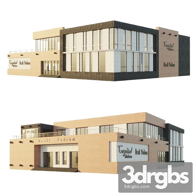 Building Shop Cafe 3dsmax Download - thumbnail 1